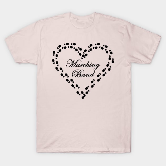 Marching Band Footprints Heart T-Shirt by Barthol Graphics